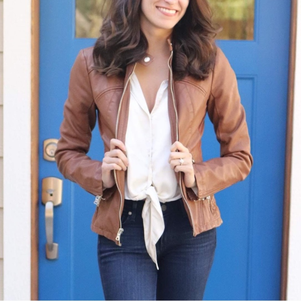 Brown Vegan Leather Jacket by Guess